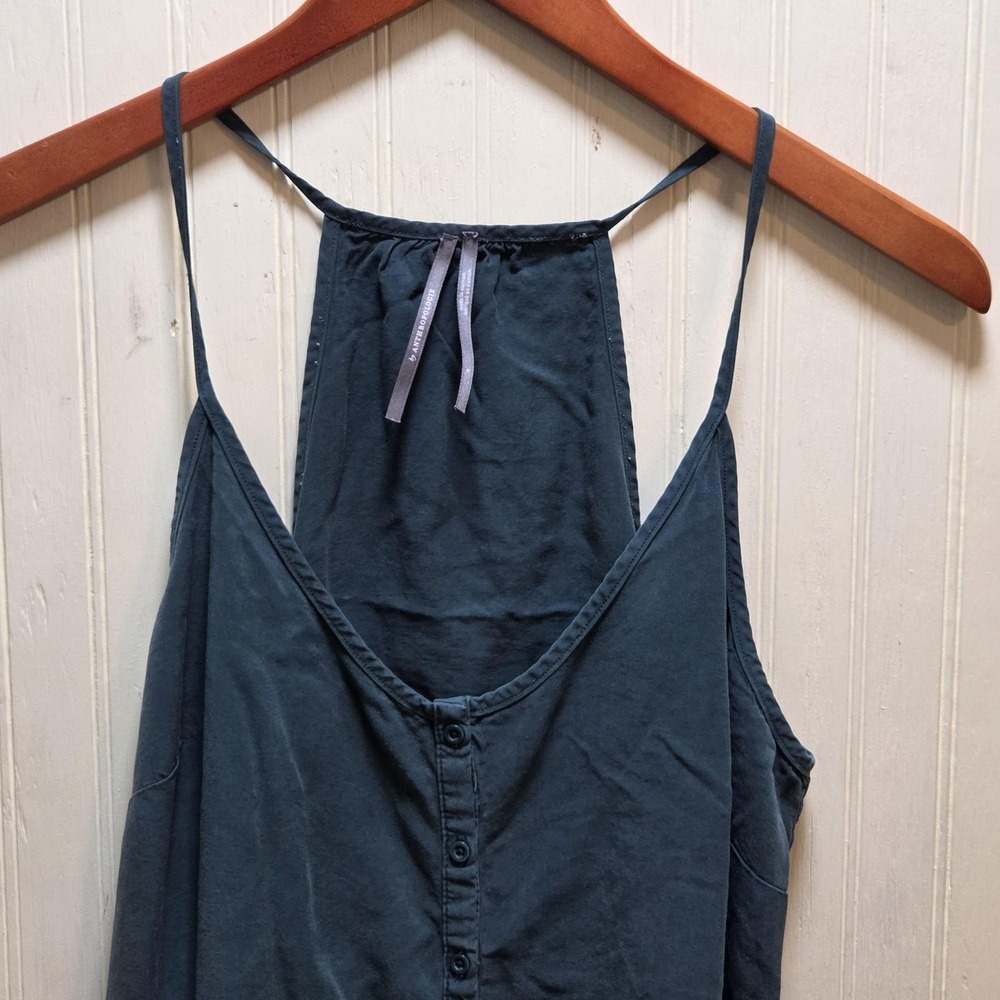 Anthropologie Tank Top Womens Small Blue Button Front V‎ Neck Strappy Cami